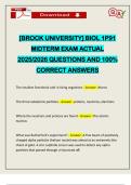 &lbrack;BROCK UNIVERSITY&rsqb; BIOL 1P91 MIDTERM EXAM ACTUAL 2025&sol;2026 QUESTIONS AND 100&percnt; CORRECT ANSWERS