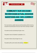 COMMUNITY NUR 206 EXAM 1 REVIEW EXAM ACTUAL 2025&sol;2026 QUESTIONS AND 100&percnt; CORRECT ANSWERS