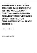 NR 605&sol;NR605 FINAL EXAM 2025&sol;2026 BANK CURRENTLY TESTING ACTUAL EXAM QUESTIONS WITH DETAILED ANSWERS WITH STUDY GUIDE EXPERT VERIFIED FOR GUARANTEED PASS&sol;ALREADY GRADED A&plus;