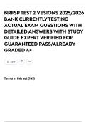 NRFSP TEST 2 VESIONS 2025&sol;2026 BANK CURRENTLY TESTING ACTUAL EXAM QUESTIONS WITH DETAILED ANSWERS WITH STUDY GUIDE EXPERT VERIFIED FOR GUARANTEED PASS&sol;ALREADY GRADED A&plus;