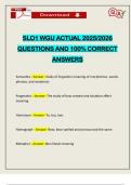 SLO1 WGU ACTUAL 2025&sol;2026 QUESTIONS AND 100&percnt; CORRECT ANSWERS
