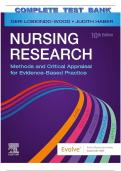 Test Bank for Nursing Research&colon; Methods and Critical Appraisal for Evidence-Based Practice&comma; 10th Edition by Geri LoBiondo-Wood and Judith Haber ISBN&colon; 9780323762915 