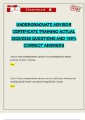 UNDERGRADUATE ADVISOR CERTIFICATE TRAINING ACTUAL 2025&sol;2026 QUESTIONS AND 100&percnt; CORRECT ANSWERS