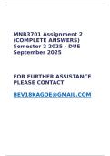 MNB3701 Assignment 2 &lpar;COMPLETE ANSWERS&rpar; Semester 2 2025 - DUE September 2025
