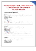 Pharmacology NBME Exam 2025&sol;2026 &ndash; Comprehensive Questions with Verified Solutions