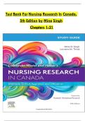 Test Bank for Nursing Research in Canada 5th Edition by Mina Singh&comma; All Chapters included&comma; LATEST