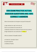 CRA EXAM PRACTICE ACTUAL 2025&sol;2026 QUESTIONS AND 100&percnt; CORRECT ANSWERS