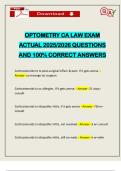 OPTOMETRY CA LAW EXAM ACTUAL 2025&sol;2026 QUESTIONS AND 100&percnt; CORRECT ANSWERS