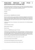 PEDIATRIC PRIMARY CARE PNCB 2 QUESTIONS AND ANSWERS 2025