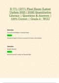 D 771 &sol; D771 Final Exam &lpar;Latest Update 2025 &sol; 2026&rpar; Quantitative Literacy &vert; Questions & Answers &vert; 100&percnt; Correct &vert; Grade A - WGU