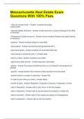 Massachusetts Real Estate Exam Questions With 100&percnt; Pass