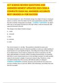 ACT SCIENCE REVIEW QUESTIONS AND ANSWERS NEWEST UPDATED 2025&sol;2026 A COMPLETE EXAM ALL ANSWERS ACCURATE BEST GRADED A&plus; FOR SUCCESS