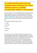 ACT SCIENCE REVIEW QUESTIONS AND ANSWERS NEWEST UPDATED 2025&sol;2026 A COMPLETE EXAM ALL ANSWERS ACCURATE BEST GRADED A&plus; FOR SUCCESS