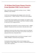 TX 30 Hour Real Estate Finance Practice Exam Questions With Correct Answers