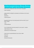 Psychopharmacology Study Guide Questions with Accurate Answers
