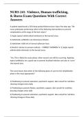 NURS 241- Violence&comma; Human trafficking&comma; & Burns Exam Questions With Correct Answers 