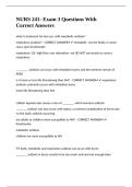 NURS 241- Exam 3 Questions With Correct Answers