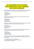 LET REVIEWER FOR TEACHING PROFESSION WITH 100&percnt; VERIFIED SOLUTIONS 2025&vert;2026