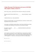 College Placement Tests Questions and Answers 2025&sol;2026  with complete solution &vert; Graded A&plus;