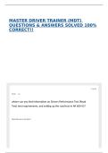 MASTER DRIVER TRAINER &lpar;MDT&rpar; QUESTIONS & ANSWERS SOLVED 100&percnt; CORRECT&excl;&excl;