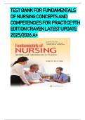 TEST BANK FOR FUNDAMENTALS OF NURSING CONCEPTS AND COMPETENCIES FOR PRACTICE 9TH EDITION CRAVEN LATEST UPDATE 2025/2026 A+