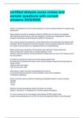 Certified Dialysis Nurse &lpar;CDN&rpar; Review & Sample Questions with Correct Answers 2025&sol;2026