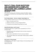 NUR 471 FINAL EXAM QUESTIONS AND ANSWERS WITH COMPLETE SOLUTIONS 100&percnt; CORRECT LATEST UPDATED 2025