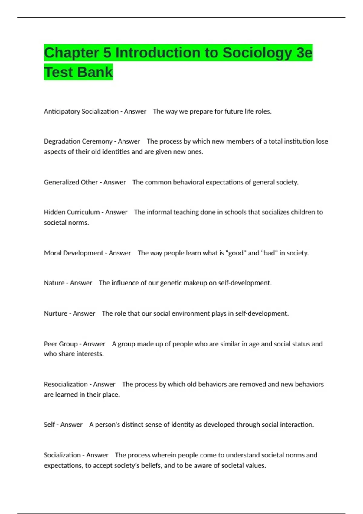 Intro to Sociology 3e: Exam Package Deal Bundle (All Chapters are here ...