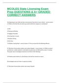 MCOLES State Licensing Exam Prep QUESTIONS & A&plus; GRADED CORRECT ANSWERS
