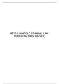  MPTC LYNNFIELD CRIMINAL LAW TEST EXAM 100&percnt; SOLVED