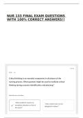 NUR 133 FINAL EXAM QUESTIONS WITH 100&percnt; CORRECT ANSWERS&excl;&excl;
