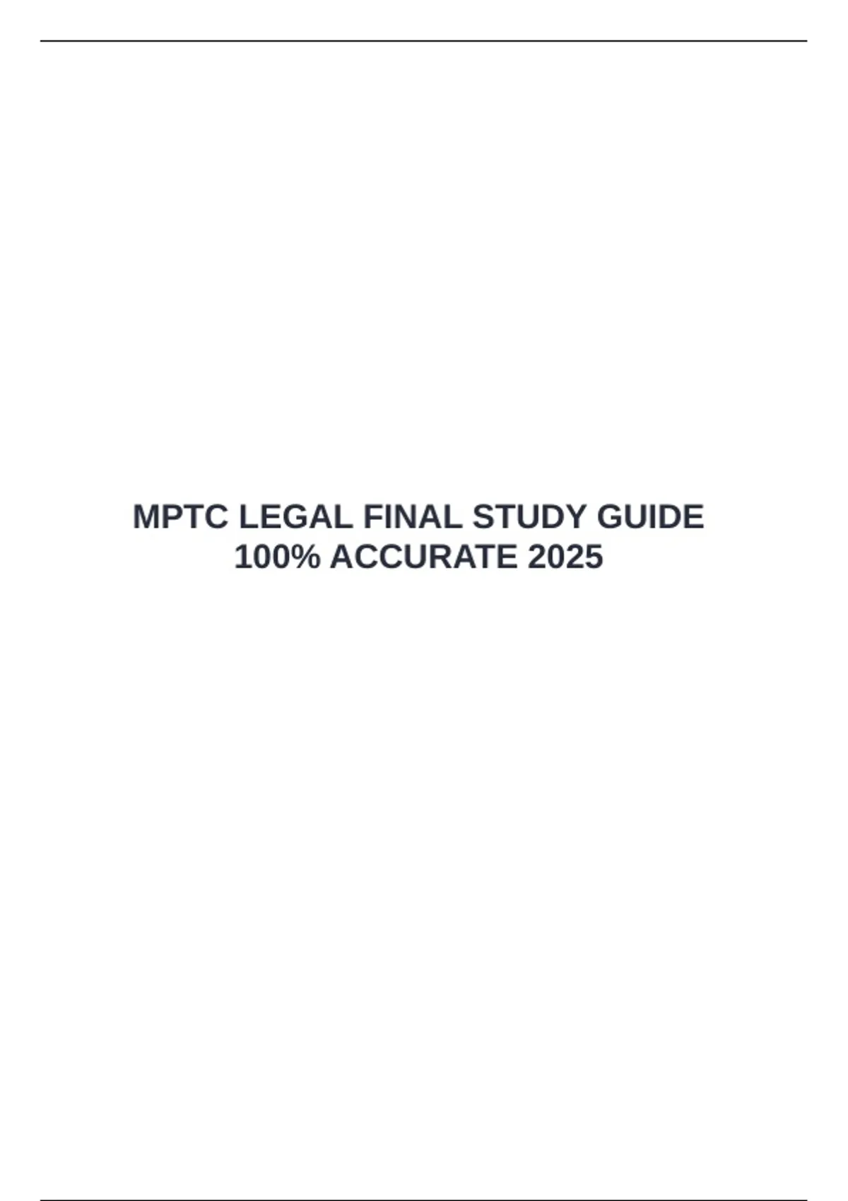 MPTC LEGAL FINAL STUDY GUIDE 100% ACCURATE 2025 - MPTC Legal - Stuvia US