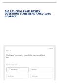 BIO 201 FINAL EXAM REVIEW QUESTIONS & ANSWERS RATED 100&percnt; CORRECT&excl;&excl;
