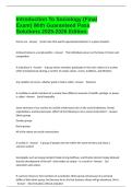 Introduction To Sociology &lpar;Final Exam&rpar; With Guaranteed Pass Solutions 2025-2026 Edition&period;