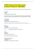 CFRN Practice Test with Correct Answers &lpar;Graded A&plus;&rpar; 2025&sol;2026 &vert; Certified Flight Registered Nurse Prep