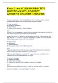 Exam Cram NCLEX-PN Practice Questions with Correct Answers &lpar;Graded A&plus;&rpar; 2025&sol;2026