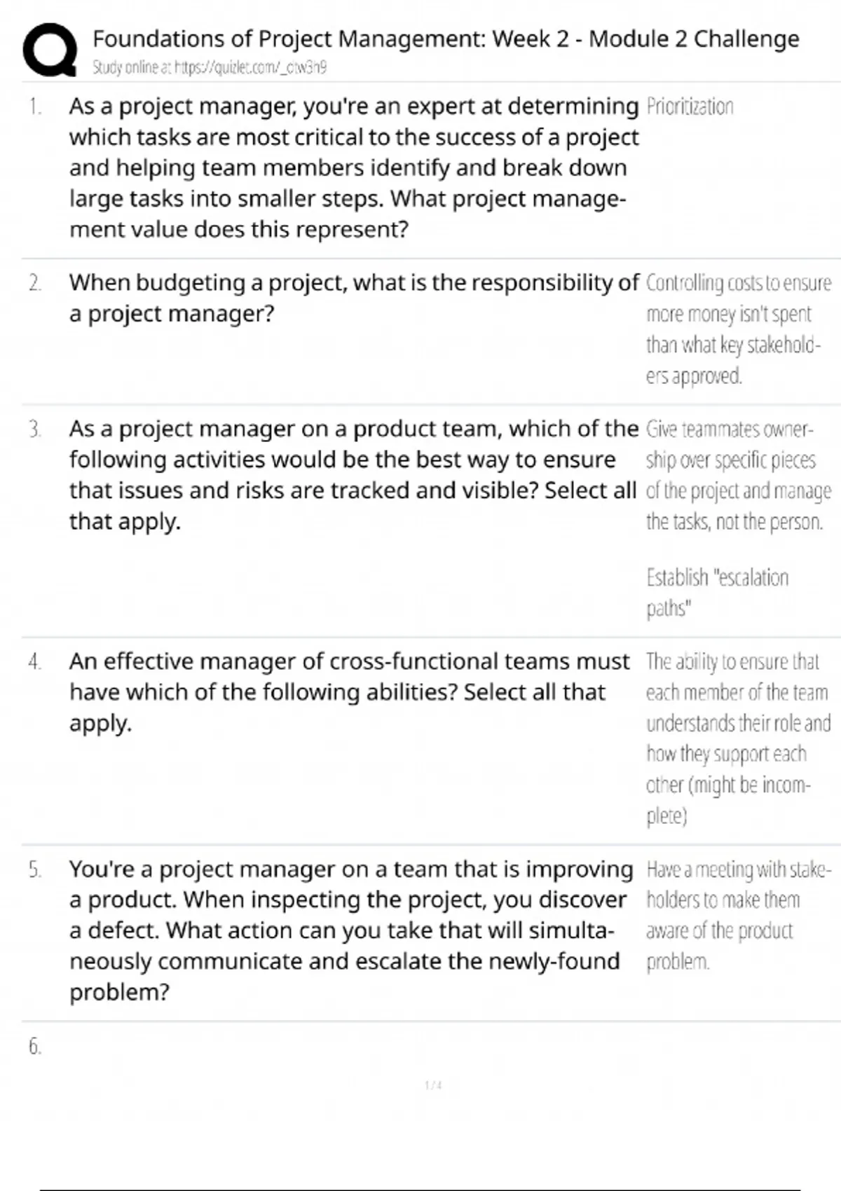 Foundations of Project Management / Week 2 Module 2 Challenge / 2025 ...