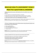 NSG3160 HEALTH ASSESSMENT EXAM 2 PRACTICE QUESTIONS & ANSWERS