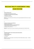 NSG3160 HEALTH ASSESSMENT FINAL EXAM REVIEW