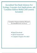 Ecology&colon; Concepts and Applications&comma; 5th Canadian Edition &ndash; Manuel C&period; Molles & Andrew Laursen &ndash; Accredited Test Bank & Complete Solutions Manual &lpar;Ch&period; 1&ndash;22&rpar; &ndash; Instant Download