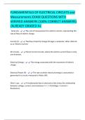 FUNDAMENTALS OF ELECTRICAL CIRCUITS and  Measurements EXAM QUESTIONS WITH  VERIFIED ANSWERS &lpar;100&percnt; CORRECT ANSWERS&rpar;  &sol;ALREADY GRADED A&plus; 