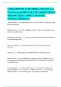 FUNDAMENTALS OF ELECTRICAL CIRCUITS and  Transformers EXAM QUESTIONS WITH VERIFIED  ANSWERS &lpar;100&percnt; CORRECT ANSWERS&rpar;  &sol;ALREADY GRADED A&plus; 