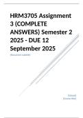  HRM3705 Assignment 3 &lpar;COMPLETE ANSWERS&rpar; Semester 2 2025 - DUE 12 September 2025