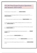 CIS 106 Final Exam Practice Questions and Answers 2024-2025