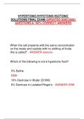 HYPERTONIC&sol;HYPOTONIC&sol;ISOTONIC SOLUTIONS FINAL EXAM &lpar;UPDATED 2025&sol;2026&rpar; QUESTIONS & 100&percnt; CORRECT ANSWERS