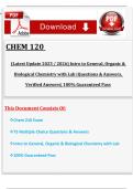 CHEM 120   &lpar;Latest Update 2025 &sol; 2026&rpar; Intro to General&comma; Organic & Biological Chemistry with Lab &vert;Questions & Answers&comma; Verified Answers&vert; 100&percnt; Guaranteed Pass