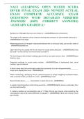 NAUI eLEARNING OPEN WATER SCUBA DIVER FINAL EXAM 2024 NEWEST ACTUAL EXAM COMPLETE ACCURATE EXAM QUESTIONS WITH DETAILED VERIFIED ANSWERS &lpar;100&percnt; CORRECT ANSWERS&rpar; &sol;ALREADY GRADED A&plus;