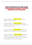 GRCC PSYCHOLOGY 201 FINAL EXAM   QUESTIONS AND CORRECT VERIFIED ANSWERS LATEST 2025&sol;2026