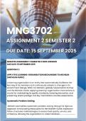MNG3702 ASSIGMENT 2 SEMESTER 2 2025 COMPLETE ANSWERS (DUE DATE 15 SEPTEMBER 2025)