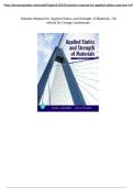 Solution Manual for Applied Statics and Strength of Materials&comma; 7th Edition by George Limbrunner - All Chapters Covered